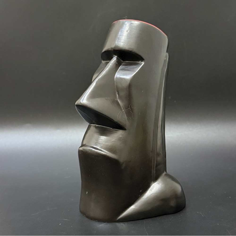2009 FRANKIE'S Tiki Room Las Vegas Tiki Farm Black/Red Moai Malekula 3D Tiki Mug